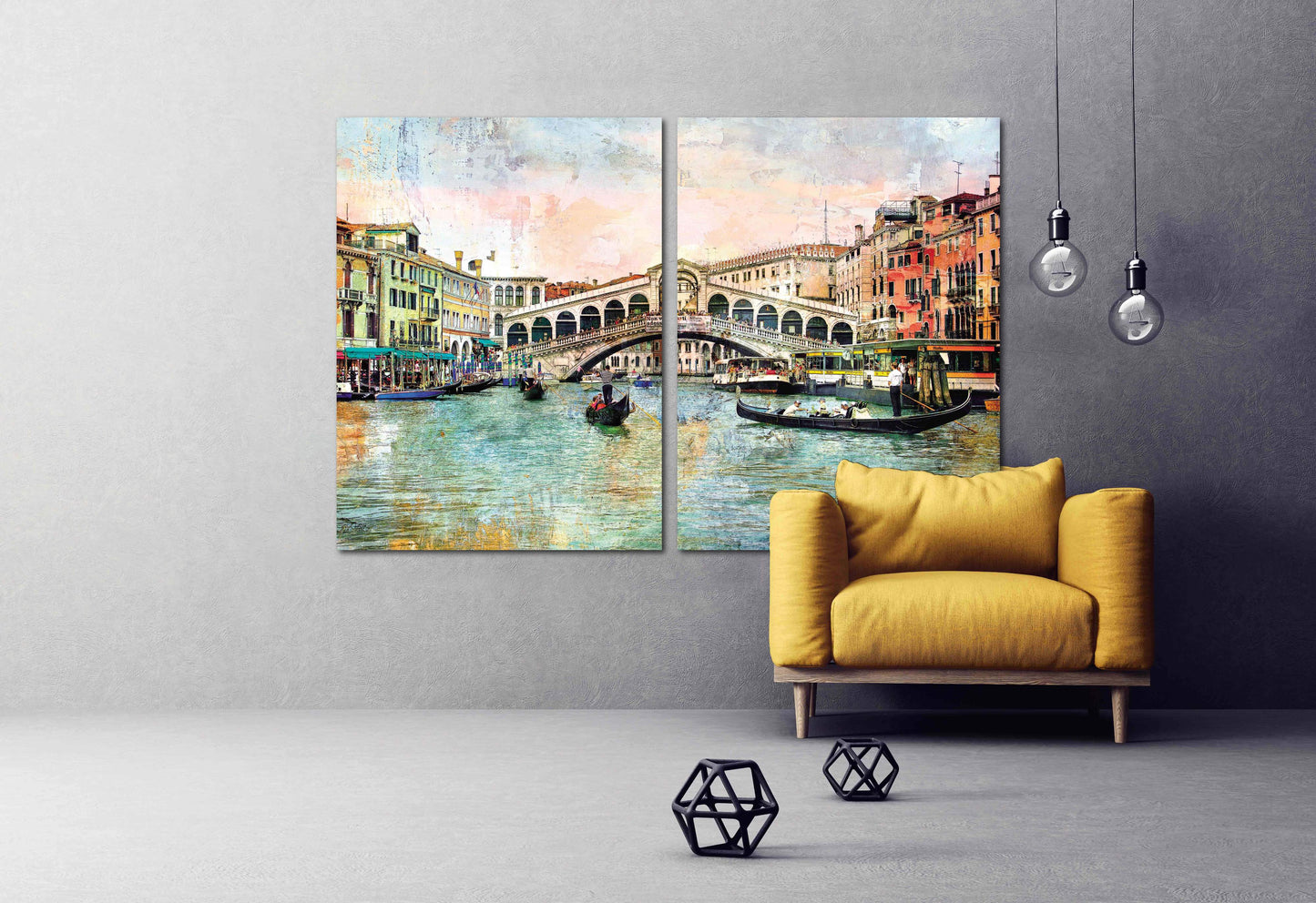 Venedig Gemälde Bunte Wandkunst Vintage Wandkunst Gemälde auf Leinwand, Stadt Straßenkunst Leinwanddruck, Ölgemälde auf Leinwand Venedig Gemälde