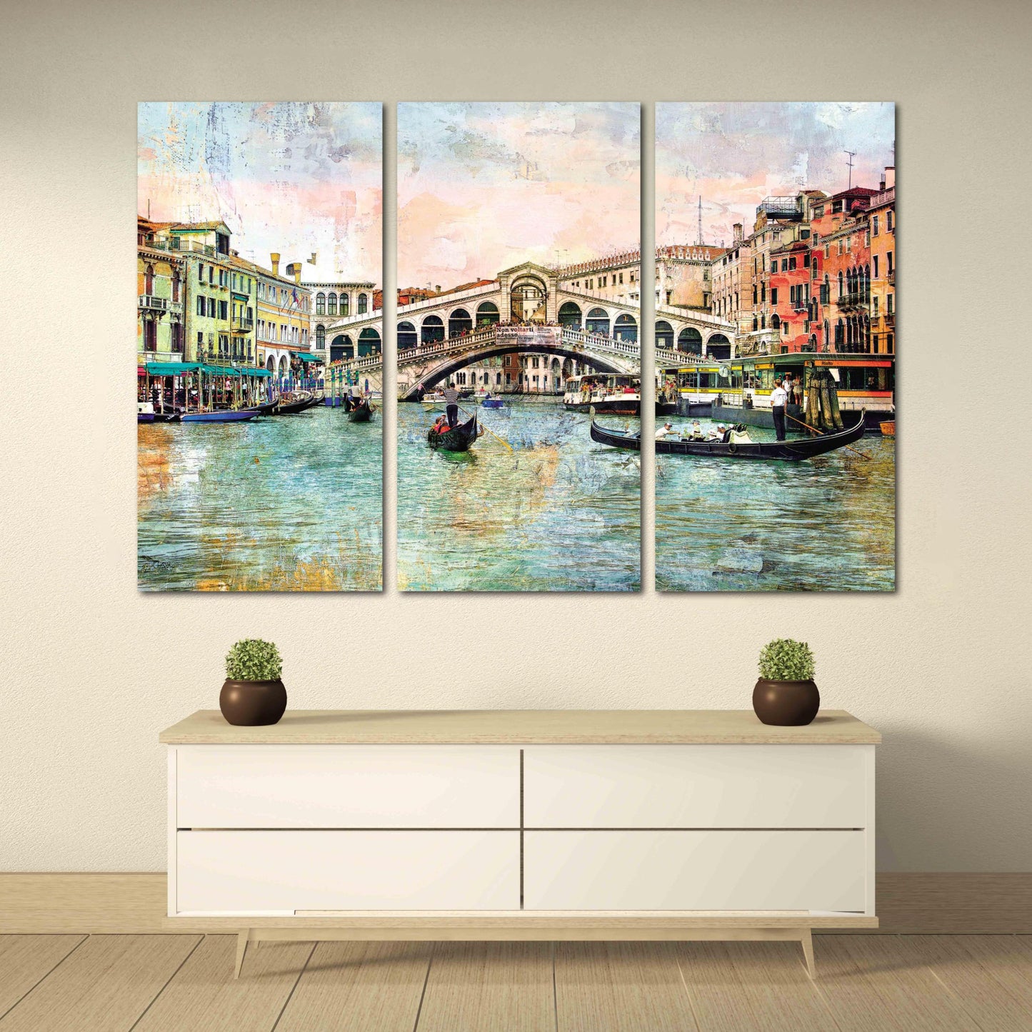 Venedig Gemälde Bunte Wandkunst Vintage Wandkunst Gemälde auf Leinwand, Stadt Straßenkunst Leinwanddruck, Ölgemälde auf Leinwand Venedig Gemälde