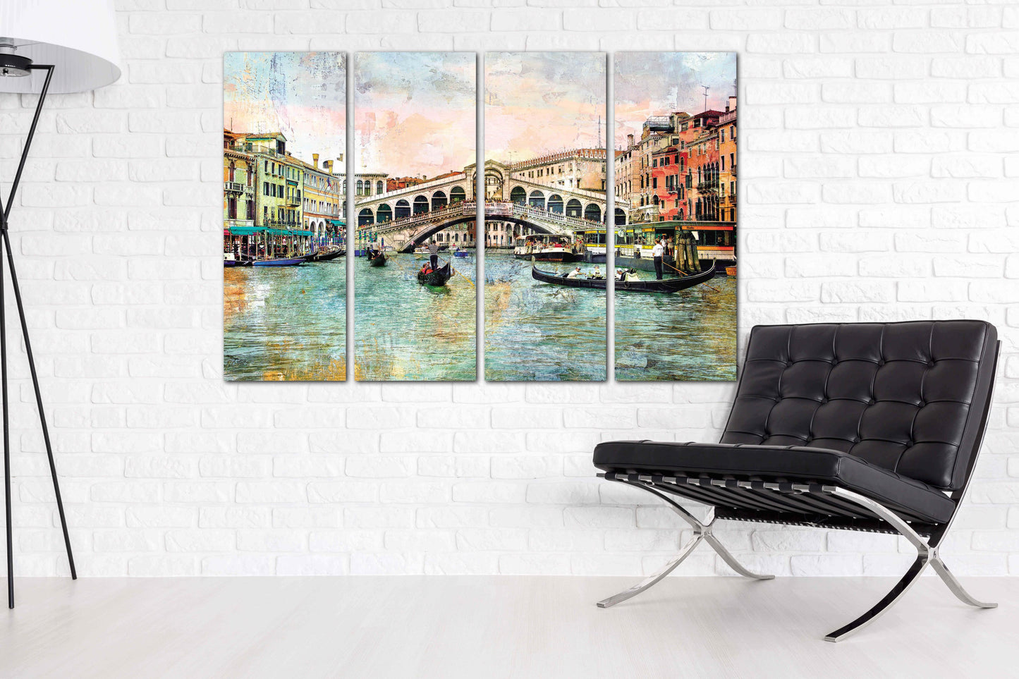 Venedig Gemälde Bunte Wandkunst Vintage Wandkunst Gemälde auf Leinwand, Stadt Straßenkunst Leinwanddruck, Ölgemälde auf Leinwand Venedig Gemälde
