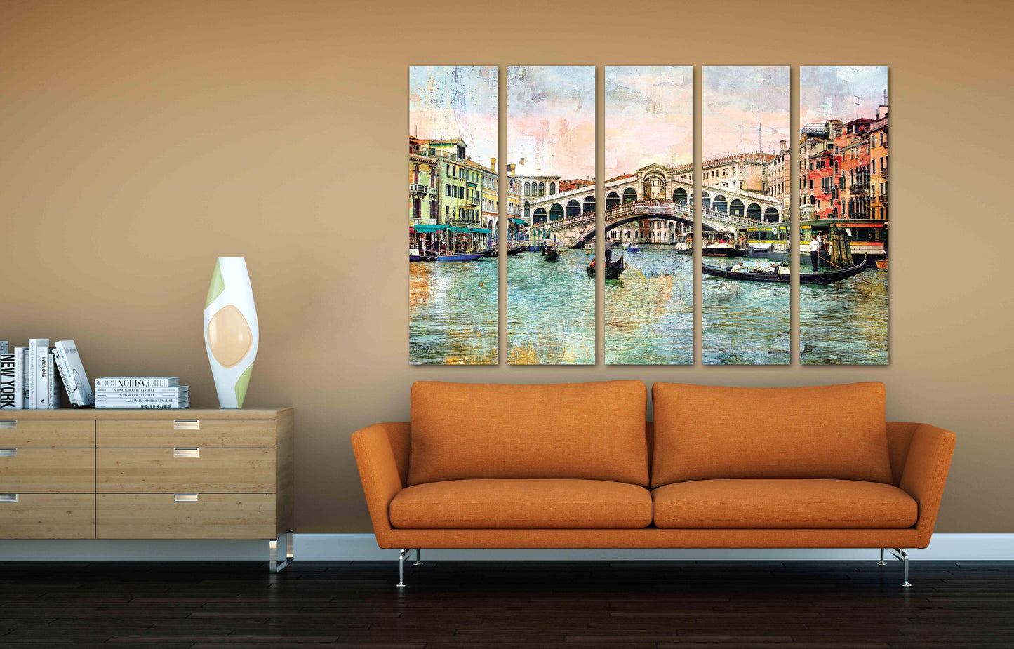 Venedig Gemälde Bunte Wandkunst Vintage Wandkunst Gemälde auf Leinwand, Stadt Straßenkunst Leinwanddruck, Ölgemälde auf Leinwand Venedig Gemälde
