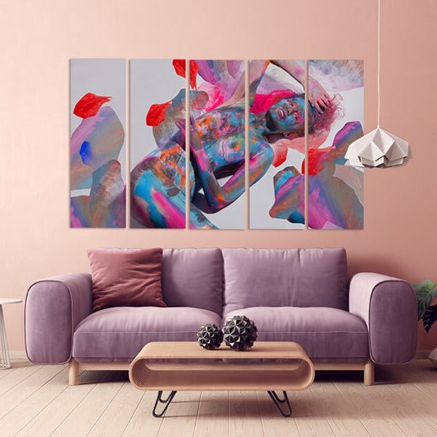 Pour Painting Frau Wandkunst Gemälde auf Leinwand, Wohnwanddekoration, Leinwandgemälde Zeitgenössische Kunst