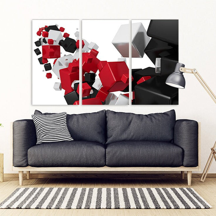 Geometrische Wandkunst, Abstrakte Wandkunstgemälde auf Leinwand, Wohndekor, Leinwandgemälde, große Wandkunst, mehrteilige Wandkunst