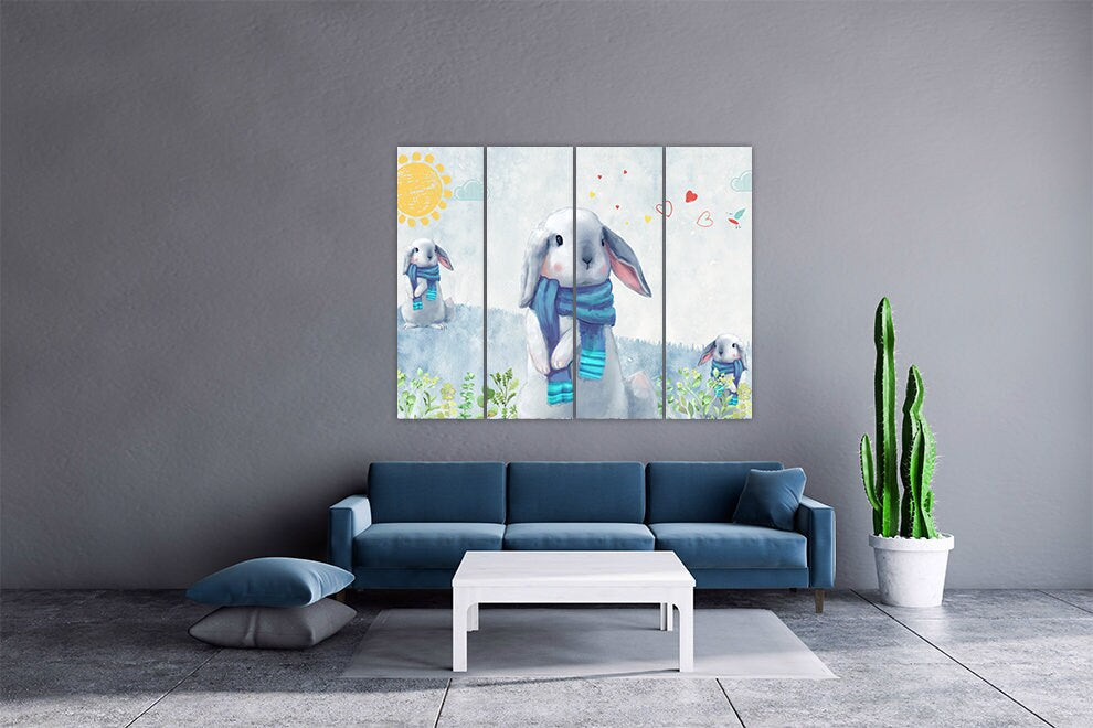 Baby Wandkunst Gemälde auf Leinwand, Wanddekoration Kinderzimmer Wandkunst Hase Wandkunst Kinderzimmer Dekor Mädchen Kinderzimmer Dekor Babyzimmer Wanddekoration