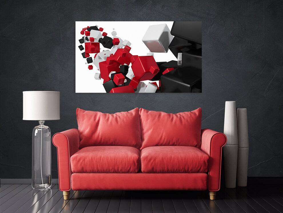 Geometrische Wandkunst, Abstrakte Wandkunstgemälde auf Leinwand, Wohndekor, Leinwandgemälde, große Wandkunst, mehrteilige Wandkunst