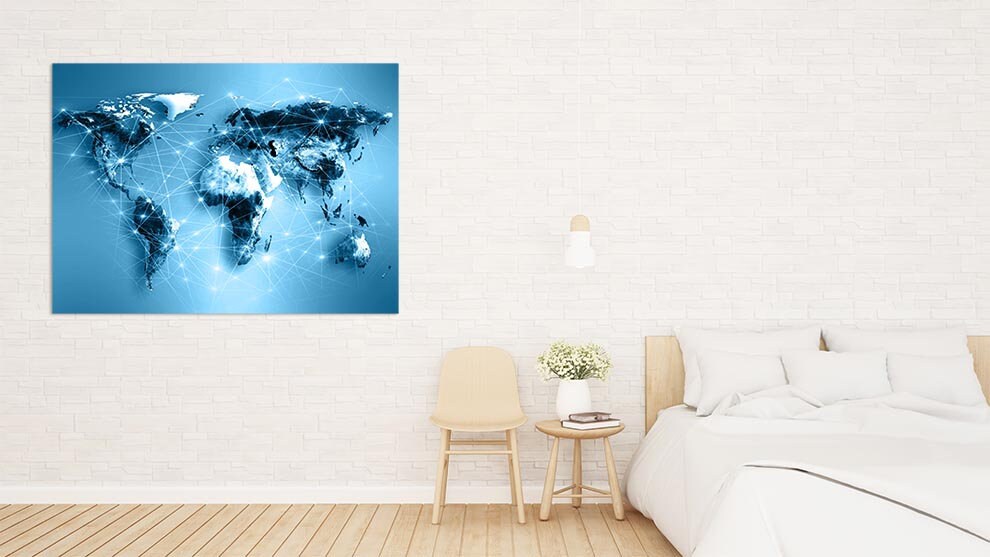 Weltkarte Wandkunst Gemälde auf Leinwand, Weltkarte Leinwand, Wohnwanddekor, Leinwandgemälde, extra große Wandkunst, mehrteilige Wandkunst