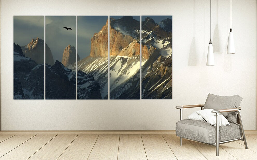 Berge Wandkunst Gemälde auf Leinwand, Wandbilder Berge, Natur Wandkunst, Wohnwanddekoration, Bergkunstdruck, Landschaftsmalerei
