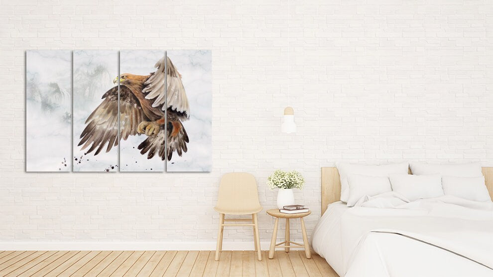 Adler Wandkunst Gemälde auf Leinwand, Wanddekoration für Zuhause, Leinwandgemälde, Einweihungs- und Hochzeitsgeschenk, Adler Leinwanddruck