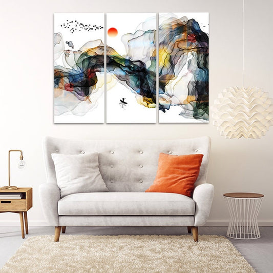 Abstrakte Wandkunst Gemälde auf Leinwand, blaue Welle abstrakte Wohnwanddekoration, Leinwandgemälde, Geschenk zur Wohnungserwärmung, abstrakter Druck