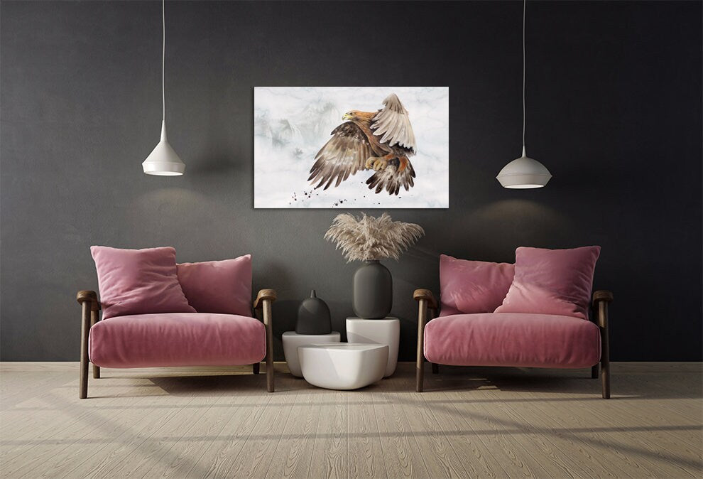 Adler Wandkunst Gemälde auf Leinwand, Wanddekoration für Zuhause, Leinwandgemälde, Einweihungs- und Hochzeitsgeschenk, Adler Leinwanddruck