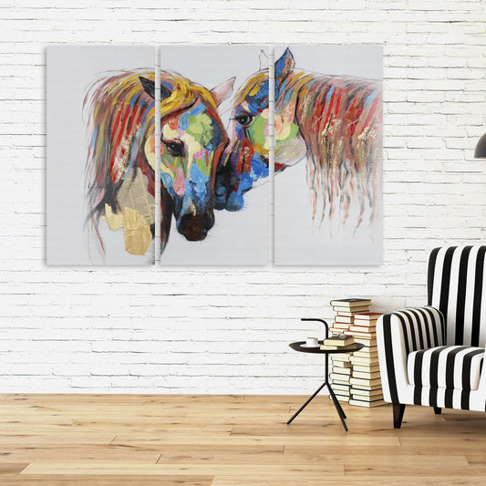 Wunderschönes handgezeichnetes Pferd, Wandkunstgemälde auf Leinwand, Aquarellpferd, Wanddekoration für Zuhause, Leinwandgemälde, druckbare Kunst mit Pferden