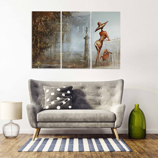 Vintage Wandkunst, Mädchengemälde auf Leinwand, Wanddekoration für Zuhause, Leinwandgemälde, extra große 3-teilige Wandkunst, 4-teilige Wandkunst, 5-teilige Leinwand