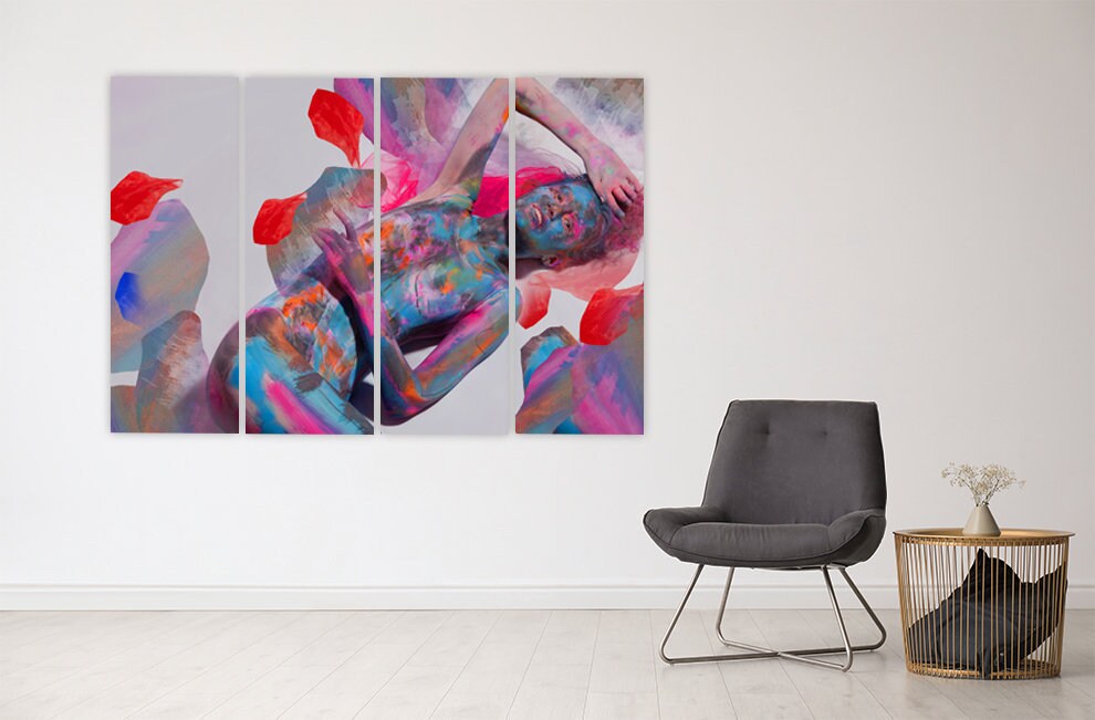 Pour Painting Frau Wandkunst Gemälde auf Leinwand, Wohnwanddekoration, Leinwandgemälde Zeitgenössische Kunst