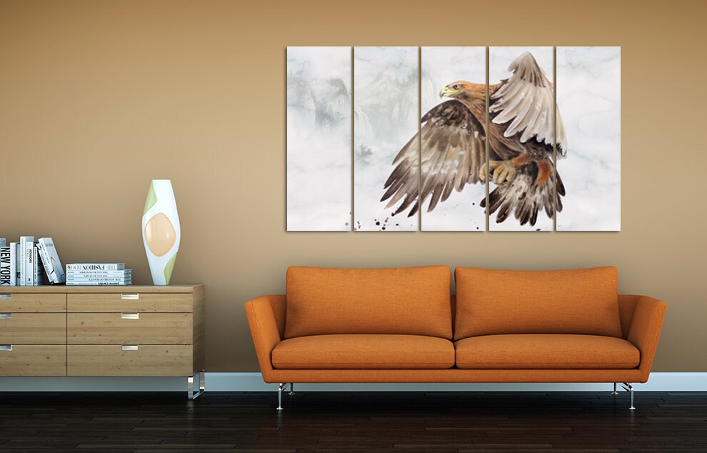 Adler Wandkunst Gemälde auf Leinwand, Wanddekoration für Zuhause, Leinwandgemälde, Einweihungs- und Hochzeitsgeschenk, Adler Leinwanddruck