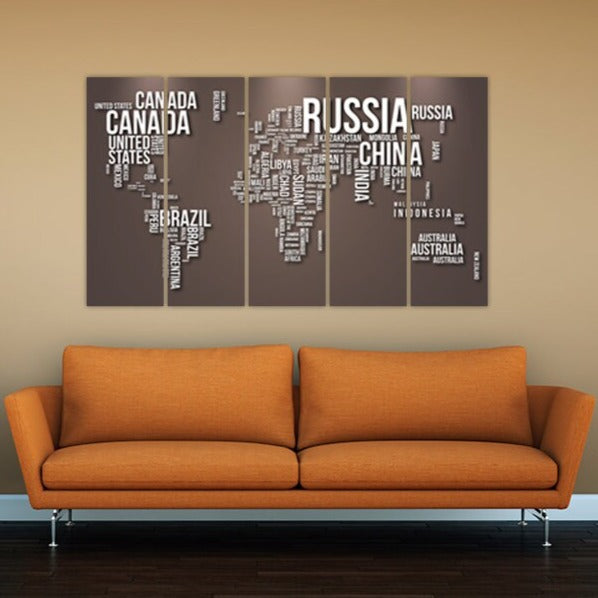 Weltkarte Wandkunst Gemälde auf Leinwand, Wanddekoration für Zuhause, mehrteilige Wandkunst, Weltkarte Wandaufkleber, Weltkarte Leinwand