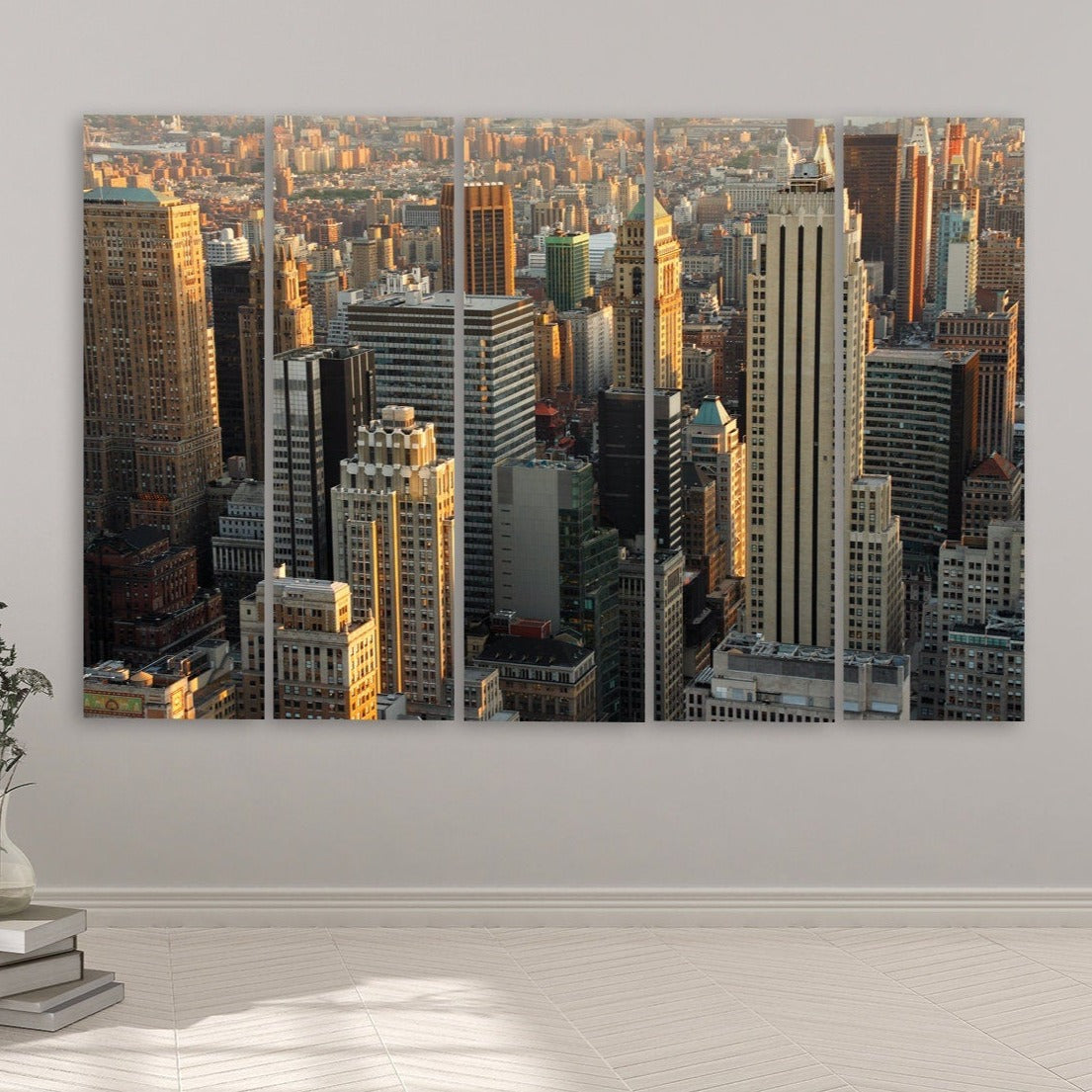 Wandkunstgemälde von New York City auf Leinwand, Wanddekoration für Zuhause, Wandtattoo Manhattan, mehrteilige Wandkunst des Rockefeller Centers, Leinwanddruck