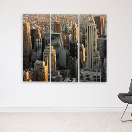 Wandkunstgemälde von New York City auf Leinwand, Wanddekoration für Zuhause, Wandtattoo Manhattan, mehrteilige Wandkunst des Rockefeller Centers, Leinwanddruck