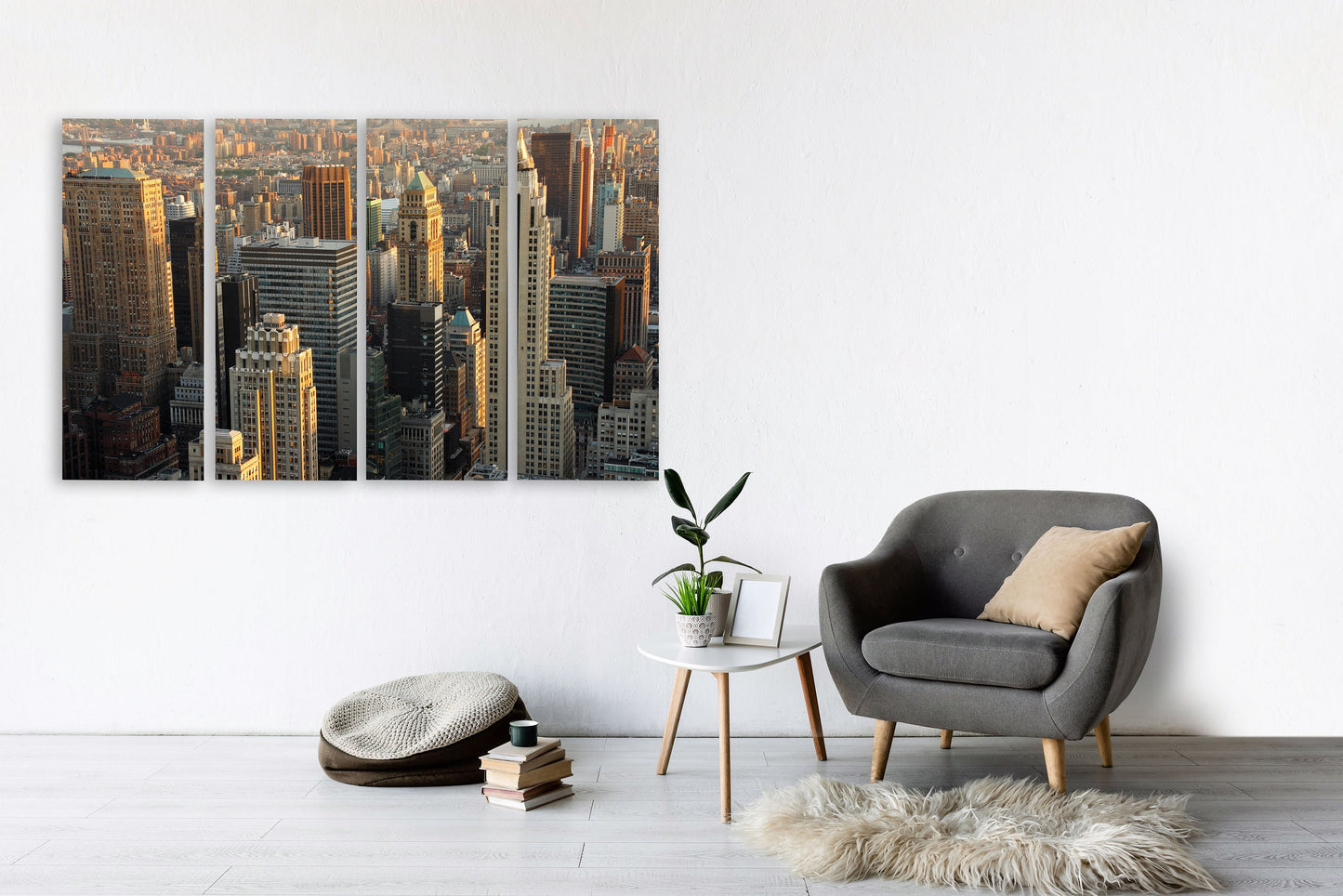 Wandkunstgemälde von New York City auf Leinwand, Wanddekoration für Zuhause, Wandtattoo Manhattan, mehrteilige Wandkunst des Rockefeller Centers, Leinwanddruck
