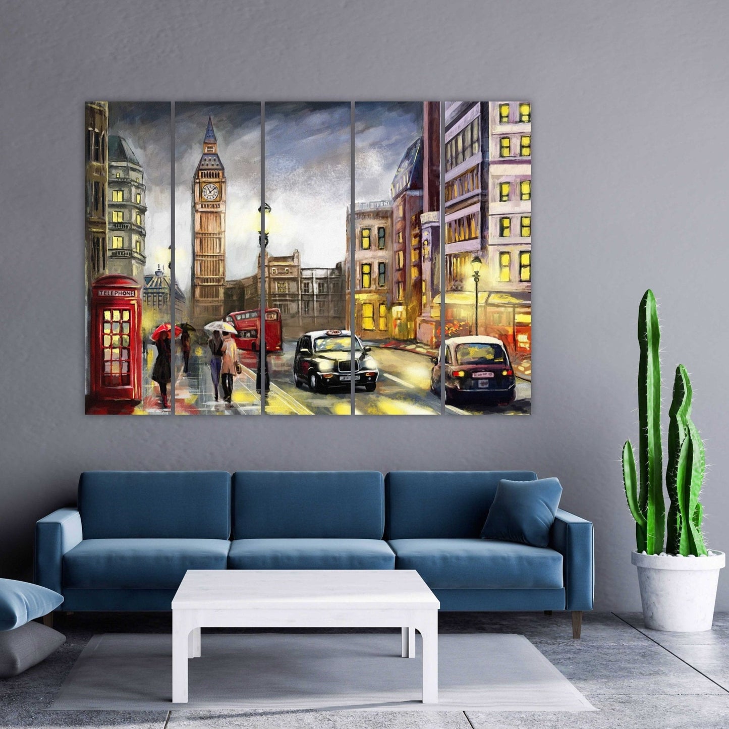 London Wandkunst Gemälde auf Leinwand, Wanddekoration für Zuhause, Big Ben Wanddekoration, Stadt Multi-Panel Wandkunst, Leinwanddruck, trendige Wandkunst