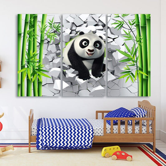 Panda Kinderzimmer Tier Leinwand Wandkunst Dschungel Kinderzimmer gerahmt Druck Spielzimmer Leinwand Gemälde Extra große Multi Panel Wandkunst