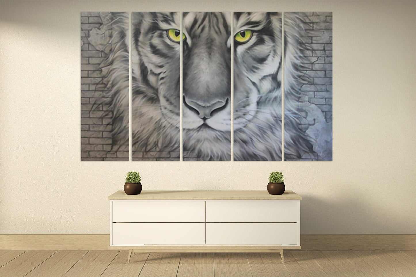 Tiger Wandkunst, druckbare Gemälde auf Leinwand, Wohndekor, Leinwandgemälde, Wohnzimmerkunst, zeitgenössische Kunst, Schwarz-Weiß-Kunst