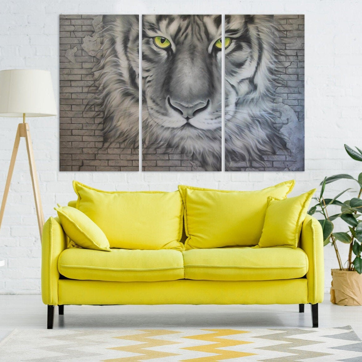 Tiger Wandkunst, druckbare Gemälde auf Leinwand, Wohndekor, Leinwandgemälde, Wohnzimmerkunst, zeitgenössische Kunst, Schwarz-Weiß-Kunst