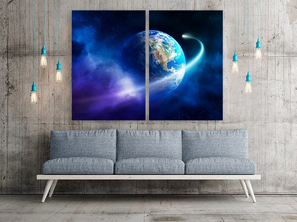 Сosmos Wandkunst Gemälde auf Leinwand Weltraum Dekor Home Wand Dekor Leinwand Malerei Schlafzimmer Wand Dekor Mond Multi Panel Wandkunst