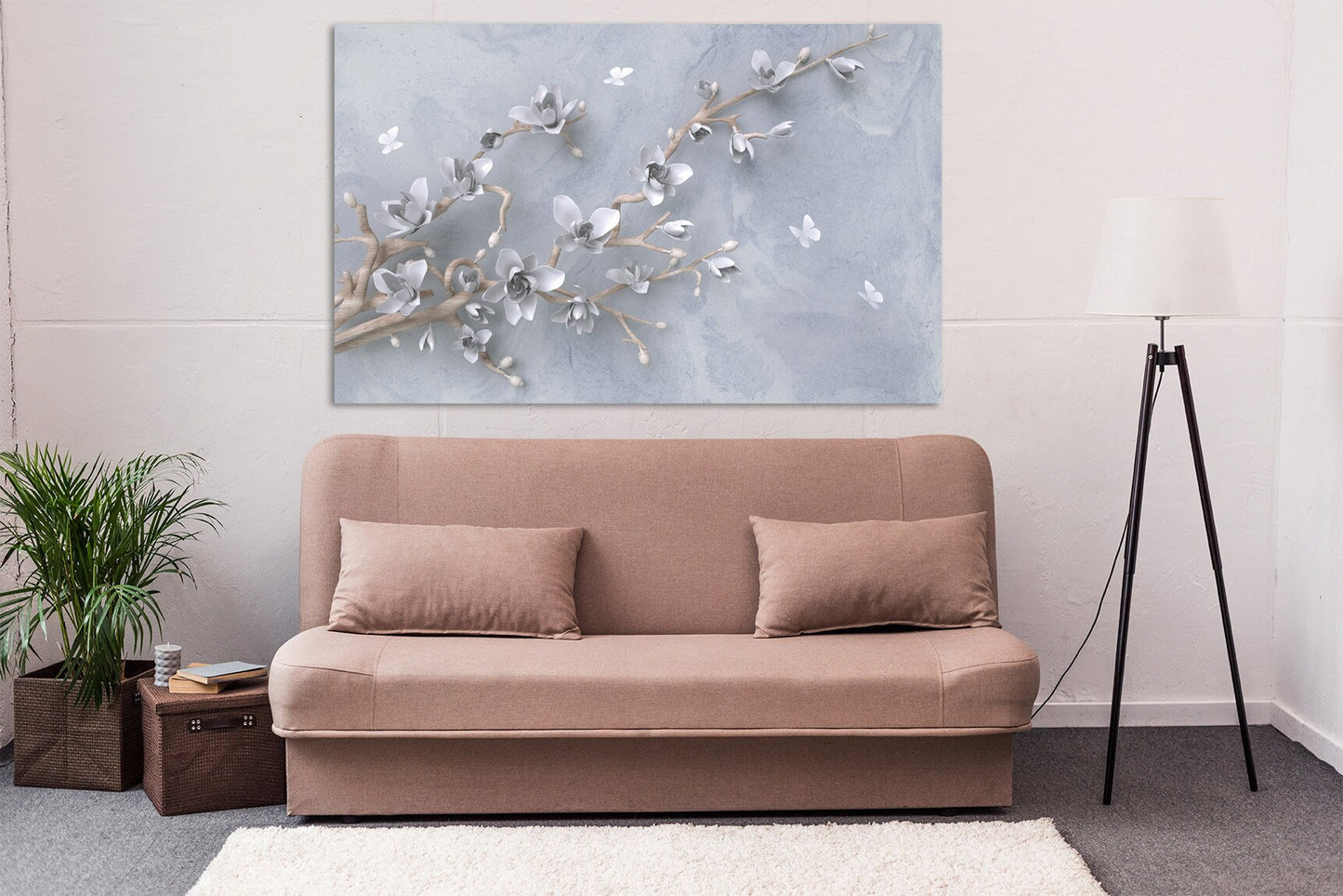 Sakura Wandkunst-Deko, Blumen-Wandkunst, Boho-Wandkunst, asiatische Wandkunst, extra große Wandkunst, florale Leinwand-Wandkunst, Boho-Raumdekor
