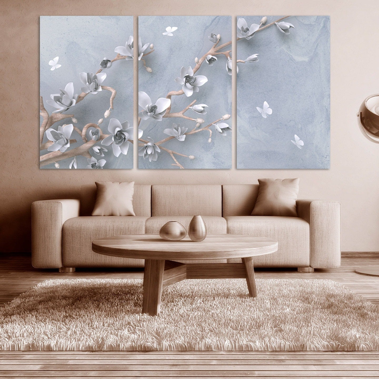 Sakura Wandkunst-Deko, Blumen-Wandkunst, Boho-Wandkunst, asiatische Wandkunst, extra große Wandkunst, florale Leinwand-Wandkunst, Boho-Raumdekor