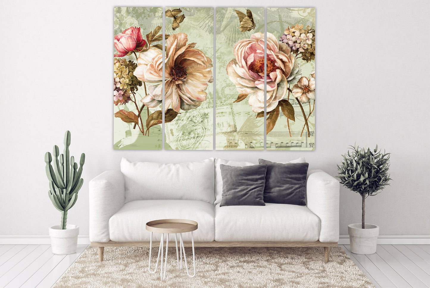Wandkunst Boho Blumen, Botanische Gemälde, Blumen Wandkunst Gemälde auf Leinwand, Blumenstrauß Wandkunst, Boho Blumen Druck