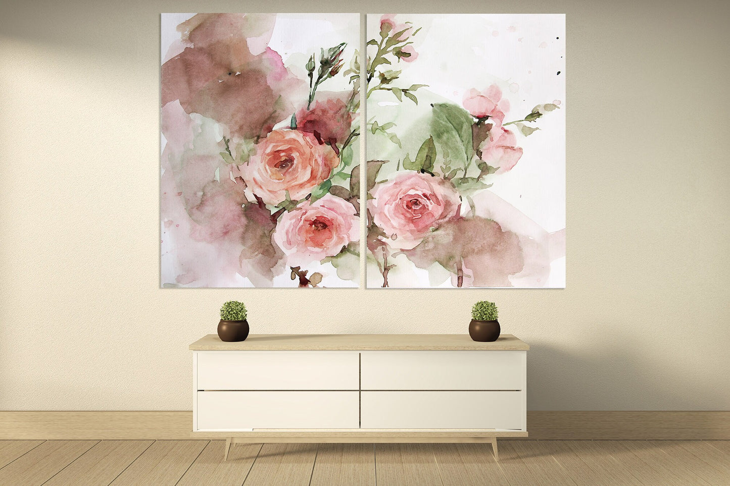 Wandkunst Boho Blumen, Botanische Gemälde, Blumen Wandkunst Gemälde auf Leinwand, Blumenstrauß Wandkunst, Boho Blumen Druck