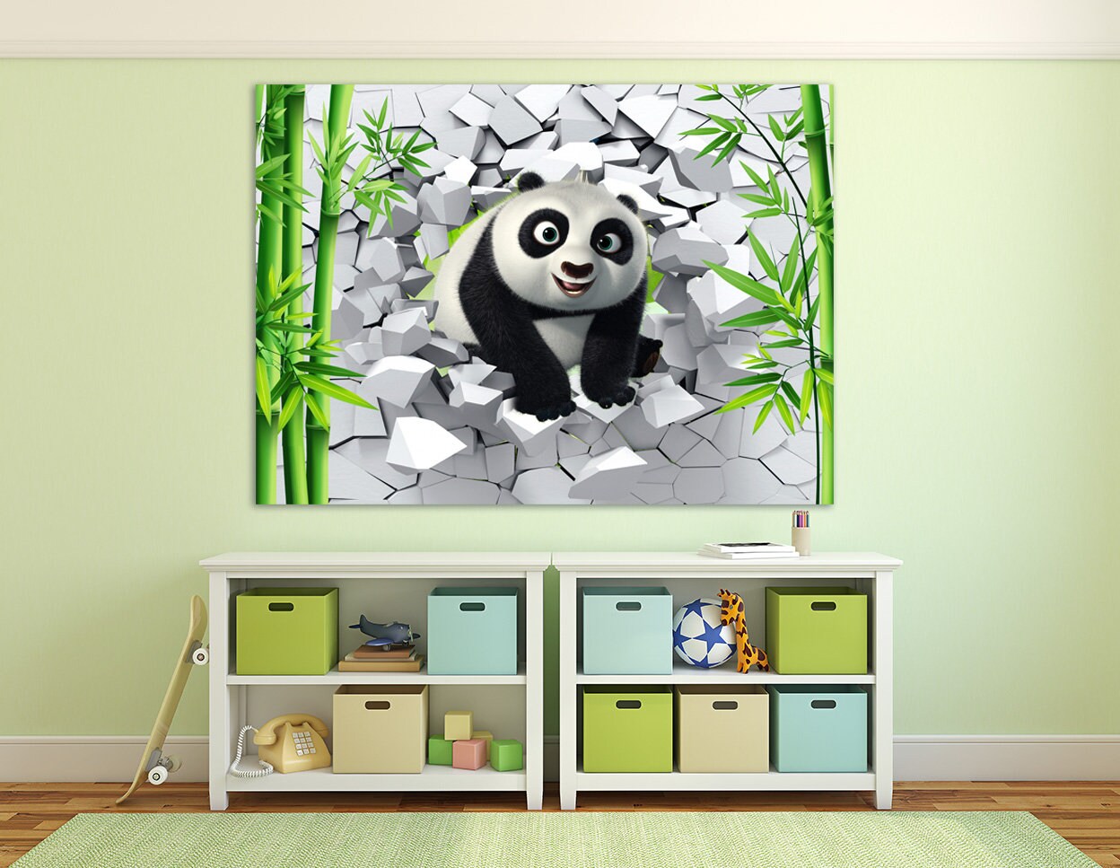 Panda Kinderzimmer Tier Leinwand Wandkunst Dschungel Kinderzimmer gerahmt Druck Spielzimmer Leinwand Gemälde Extra große Multi Panel Wandkunst