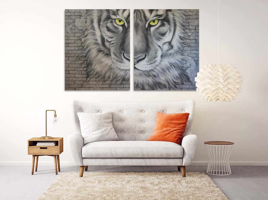 Tiger Wandkunst, druckbare Gemälde auf Leinwand, Wohndekor, Leinwandgemälde, Wohnzimmerkunst, zeitgenössische Kunst, Schwarz-Weiß-Kunst