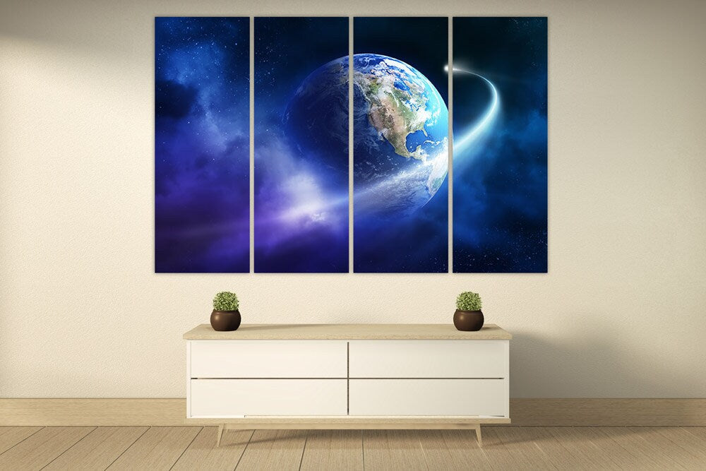 Сosmos Wandkunst Gemälde auf Leinwand Weltraum Dekor Home Wand Dekor Leinwand Malerei Schlafzimmer Wand Dekor Mond Multi Panel Wandkunst