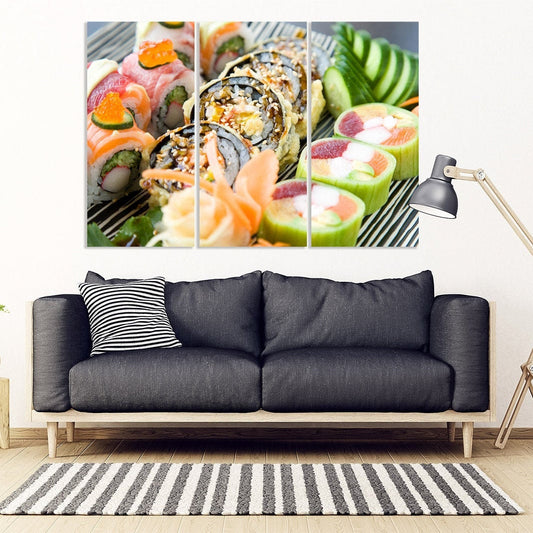 Sushi-Wandkunst, Küchenwanddekor, Küchenwandkunst, Küchenleinwand, extragroße Wandkunst, mehrteilige Wandkunst, Leinwandwandkunst