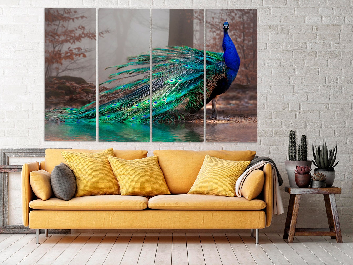 Pfau Wandkunst Gemälde auf Leinwand, tropische Wandkunst, Vogel Wandkunst Home Wanddekoration Leinwandgemälde helle Wandkunst extra große Wandkunst