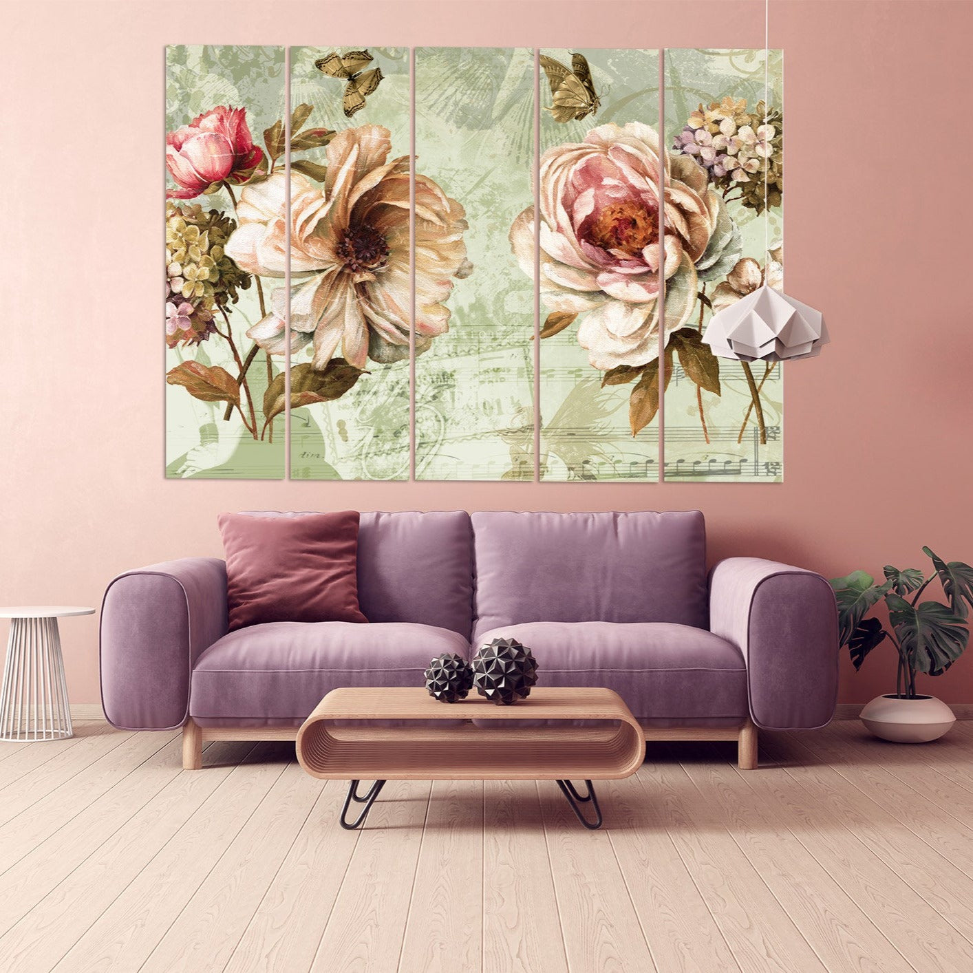 Wandkunst Boho Blumen, Botanische Gemälde, Blumen Wandkunst Gemälde auf Leinwand, Blumenstrauß Wandkunst, Boho Blumen Druck
