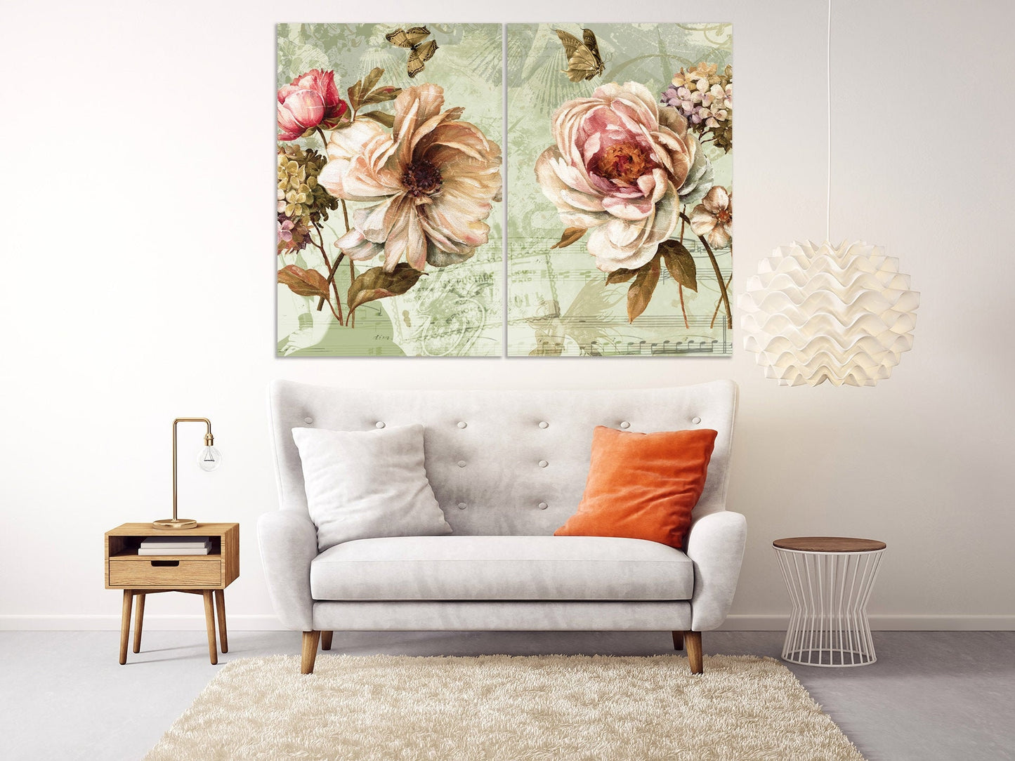 Wandkunst Boho Blumen, Botanische Gemälde, Blumen Wandkunst Gemälde auf Leinwand, Blumenstrauß Wandkunst, Boho Blumen Druck