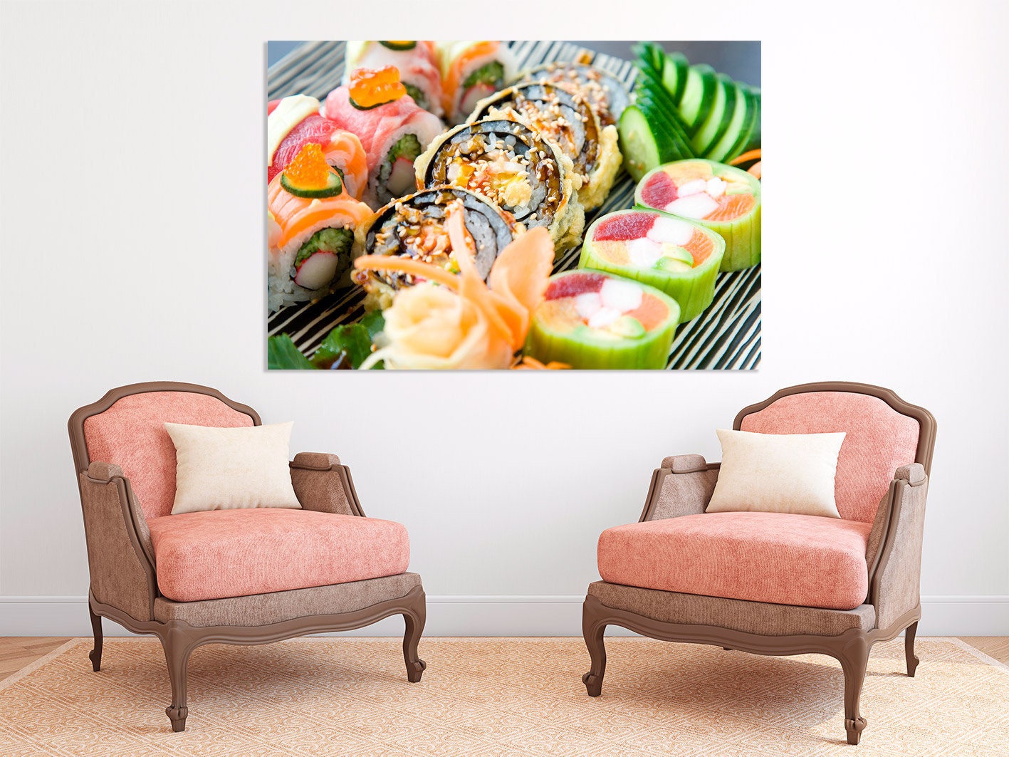 Sushi-Wandkunst, Küchenwanddekor, Küchenwandkunst, Küchenleinwand, extragroße Wandkunst, mehrteilige Wandkunst, Leinwandwandkunst