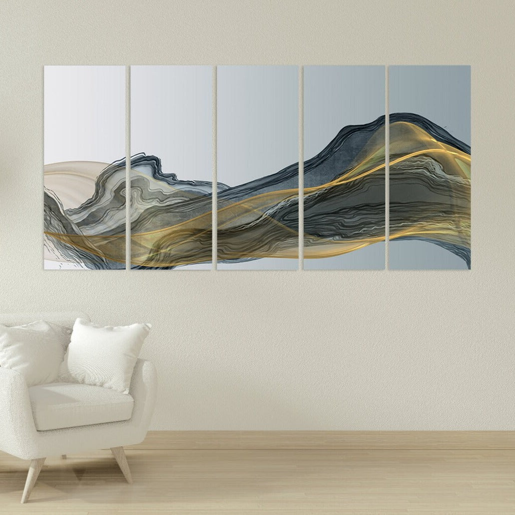 Moderne abstrakte Kunst, abstrakter Druck, mehrteilige Leinwand, Wanddekoration für Räume, abstrakte Wandkunst, abstraktes Gemälde, extragroße Wandkunst