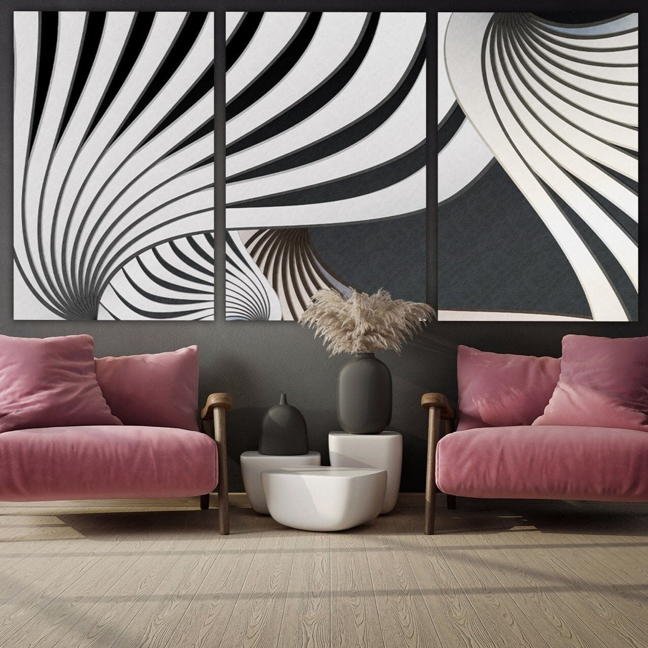 Schwarz-Weiß-Kunst Moderne abstrakte Kunst Mehrteilige Leinwand-Wanddekoration Abstrakte Wandkunst Abstraktes Gemälde Extra große Wandkunst