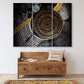 Schwarz-goldene abstrakte Wandkunst-Sets von 4 abstrakten Wandkunstgemälden auf Leinwand, Wohnwanddekor, Leinwandgemälde, moderne abstrakte Kunst