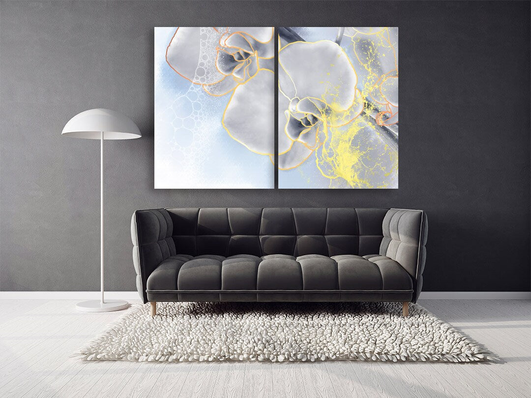 Orchidee Zeichnung Wandkunst Boho Blumen Blumen Wandkunst Gemälde auf Leinwand Leinwandgemälde Bauernhaus Wanddekoration Blumen Wanddekoration