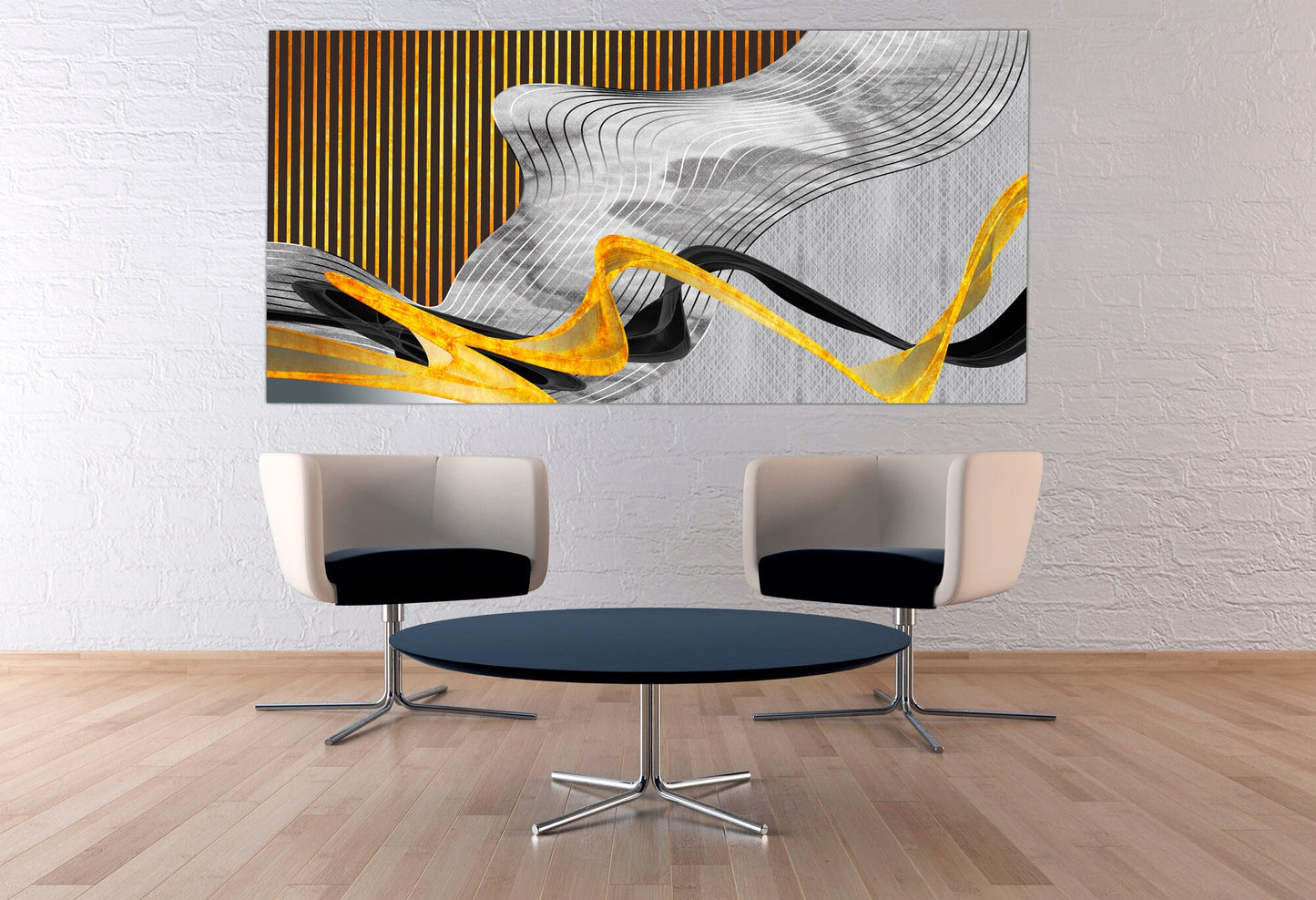 Grau-Gold-Kunst, abstrakter Kunstdruck, moderne abstrakte Kunst, mehrteilige Leinwand, abstrakte Wandkunst, abstraktes Gemälde, extragroße Wandkunst