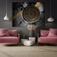 Schwarz-goldene abstrakte Wandkunst-Sets von 4 abstrakten Wandkunstgemälden auf Leinwand, Wohnwanddekor, Leinwandgemälde, moderne abstrakte Kunst