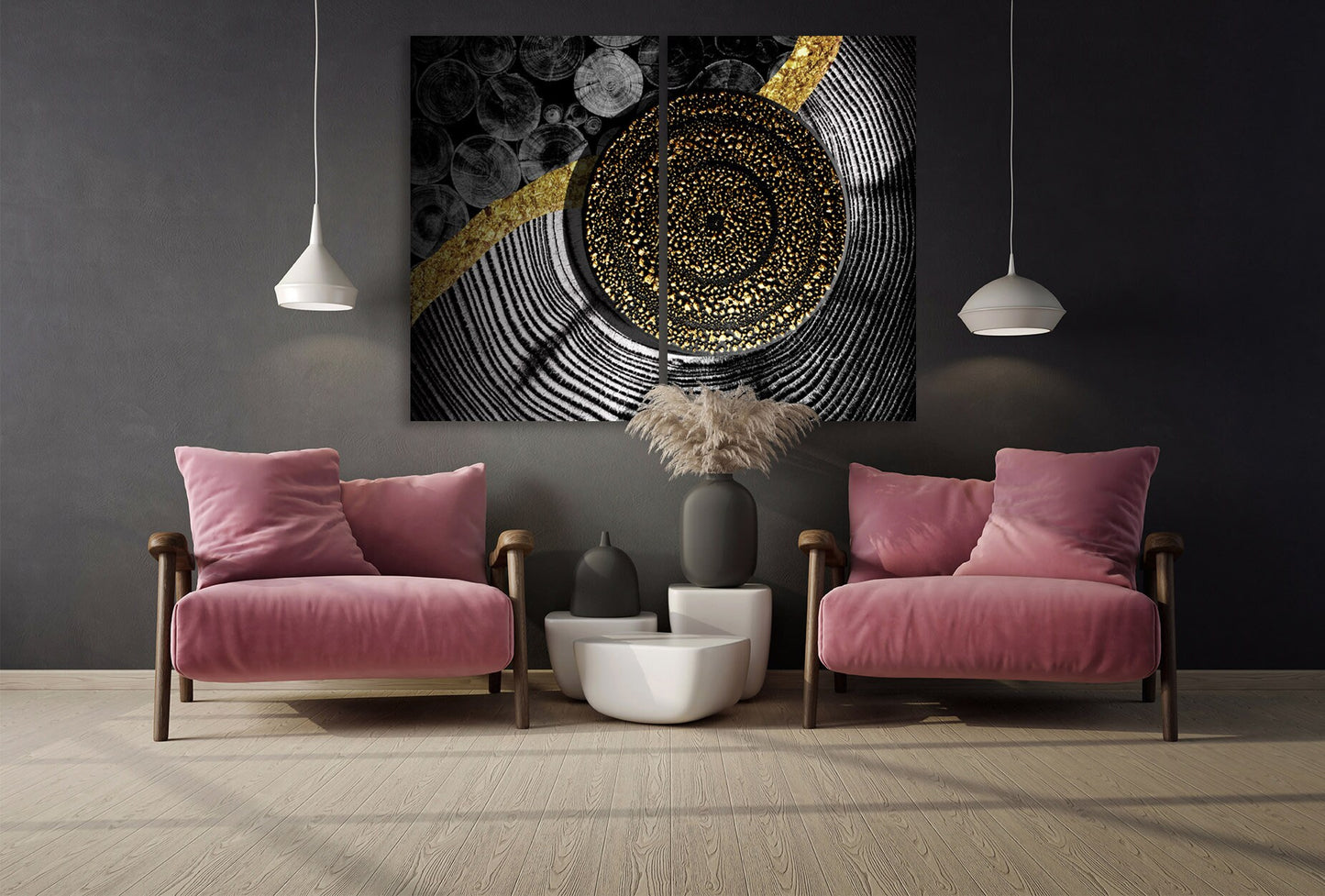 Schwarz-goldene abstrakte Wandkunst-Sets von 4 abstrakten Wandkunstgemälden auf Leinwand, Wohnwanddekor, Leinwandgemälde, moderne abstrakte Kunst