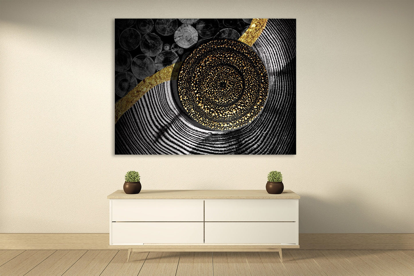 Schwarz-goldene abstrakte Wandkunst-Sets von 4 abstrakten Wandkunstgemälden auf Leinwand, Wohnwanddekor, Leinwandgemälde, moderne abstrakte Kunst