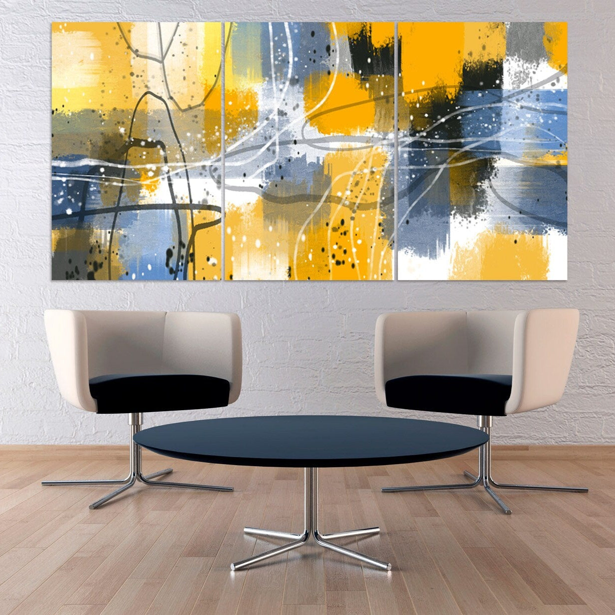 Blaue und gelbe Regenbogen-Clipart Große Wandkunst gerahmt abstrakt Moderne abstrakte Kunst Mehrteilige Leinwand Abstrakte Wandkunst Abstrakte Malerei