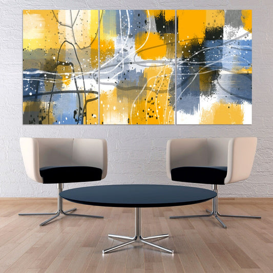 Blaue und gelbe Regenbogen-Clipart Große Wandkunst gerahmt abstrakt Moderne abstrakte Kunst Mehrteilige Leinwand Abstrakte Wandkunst Abstrakte Malerei