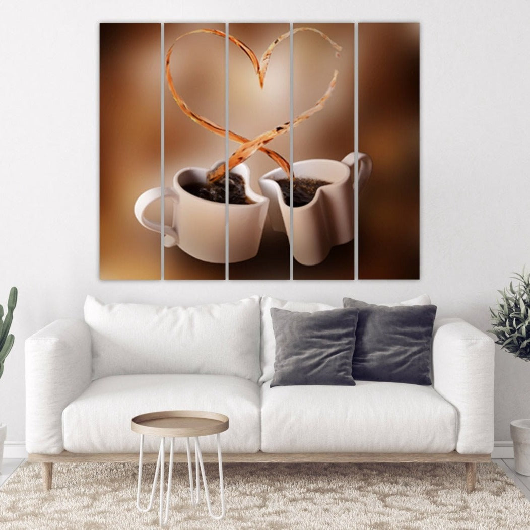 Kaffeetasse Kunstdruck Küche Rustikale Wand Kaffee Dekor Extra große Wandkunst Multi Panel Leinwand Gemälde Kaffeeliebhaber Geschenk
