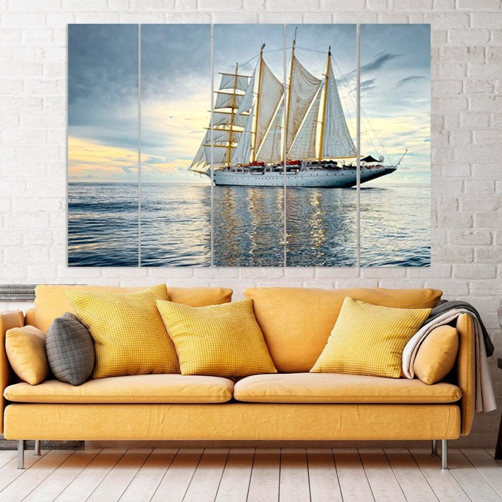 Meereslandschaft Gemälde Scharlachrote Hexe Druck extra groß Multi Panel hellblau Wandkunst Meer Büro Schlafzimmer Küche Wanddekoration Einweihungsgeschenk